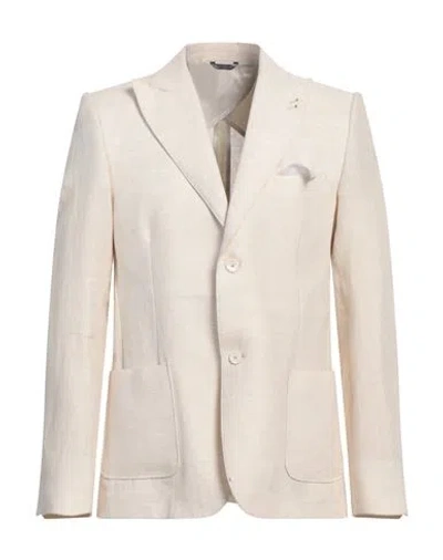 Grey Daniele Alessandrini Man Blazer Beige Size 44 Linen