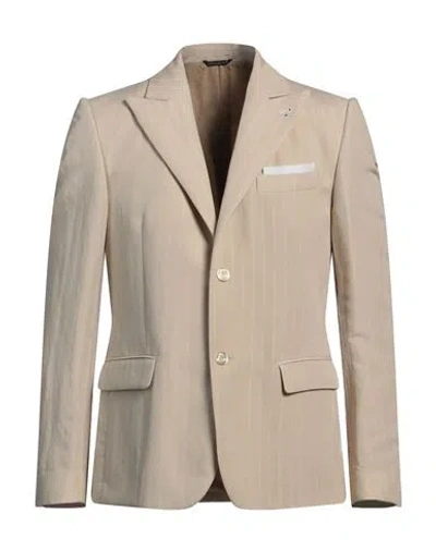 Grey Daniele Alessandrini Man Blazer Beige Size 40 Linen, Viscose