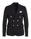 Grey Daniele Alessandrini Man Blazer Black Size 42 Wool, Polyester, Elastane In Black