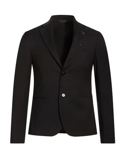 Grey Daniele Alessandrini Man Blazer Black Size 34 Polyester, Viscose, Elastane