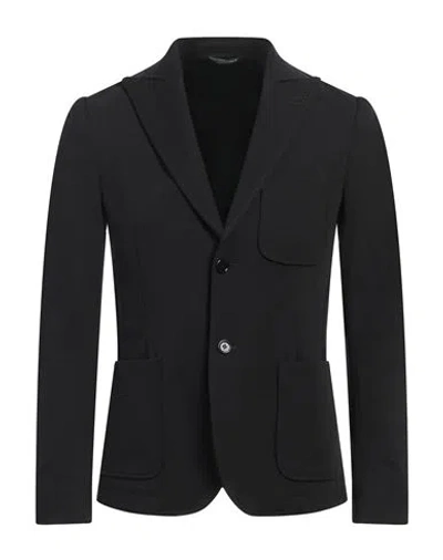 Grey Daniele Alessandrini Man Blazer Black Size 36 Cotton, Polyamide, Elastane In Black