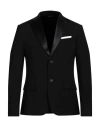 Grey Daniele Alessandrini Man Blazer Black Size 46 Wool, Polyester, Elastane, Cotton In Black