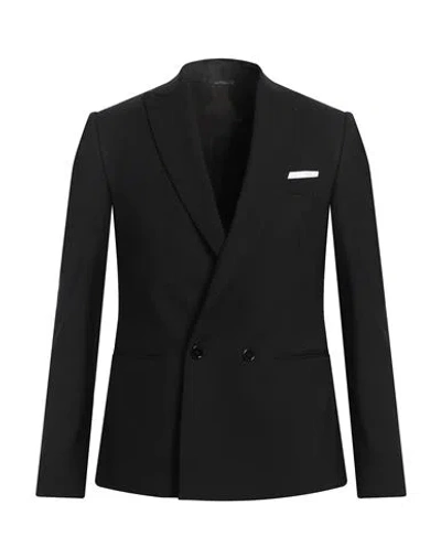 Grey Daniele Alessandrini Man Blazer Black Size 36 Polyester, Wool, Elastane