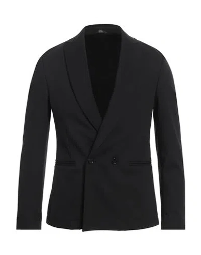 Grey Daniele Alessandrini Man Blazer Black Size 38 Cotton, Polyamide, Elastane In Black