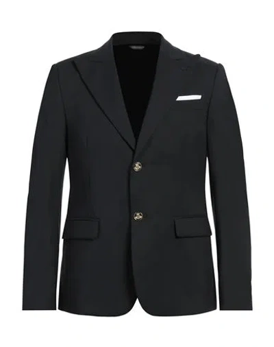 Grey Daniele Alessandrini Man Blazer Black Size 38 Polyester, Viscose, Wool, Elastane