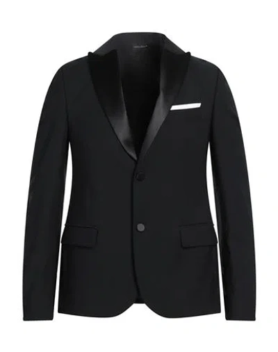 Grey Daniele Alessandrini Man Blazer Black Size 38 Polyester, Viscose, Elastane
