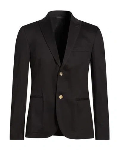 Grey Daniele Alessandrini Man Blazer Black Size 40 Cotton, Elastane
