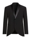 Grey Daniele Alessandrini Man Blazer Black Size 40 Polyester, Viscose In Animal Print