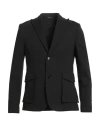 Grey Daniele Alessandrini Man Blazer Black Size 42 Cotton, Polyamide, Elastane In Black