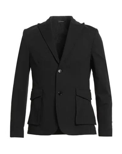 Grey Daniele Alessandrini Man Blazer Black Size 42 Cotton, Polyamide, Elastane