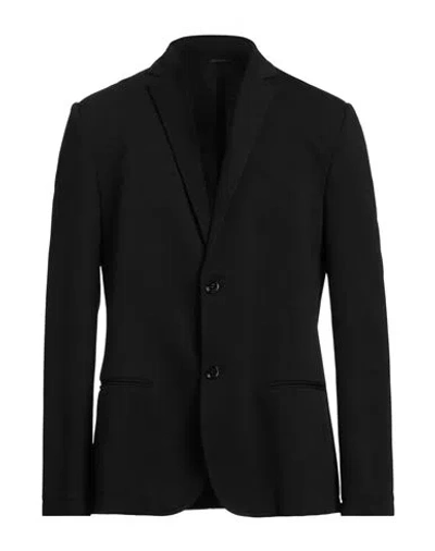 Grey Daniele Alessandrini Man Blazer Black Size 42 Polyester, Elastane In Black