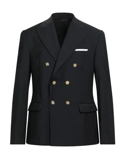 Grey Daniele Alessandrini Man Blazer Black Size 42 Wool, Polyester, Elastane