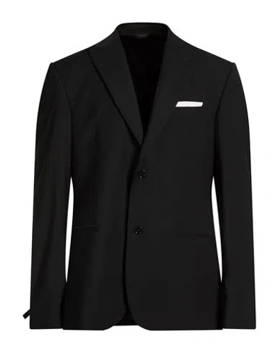 Grey Daniele Alessandrini Man Blazer Black Size 44 Polyester, Viscose, Elastane