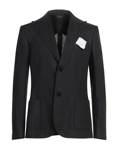Grey Daniele Alessandrini Man Blazer Black Size 46 Linen