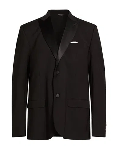 Grey Daniele Alessandrini Man Blazer Black Size 46 Polyester, Viscose, Elastane