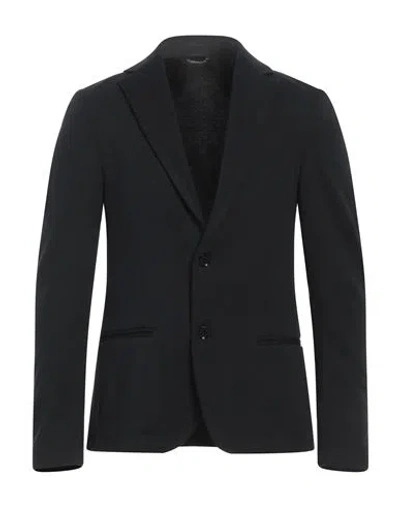 Grey Daniele Alessandrini Man Blazer Black Size 46 Polyester, Viscose, Elastane