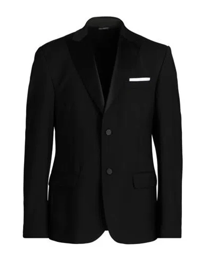 Grey Daniele Alessandrini Man Blazer Black Size 44 Wool, Polyester, Elastane