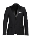 Grey Daniele Alessandrini Man Blazer Black Size 46 Wool, Polyester, Elastane, Cotton