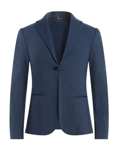 Grey Daniele Alessandrini Man Blazer Midnight Blue Size 44 Cotton, Polyamide, Elastane