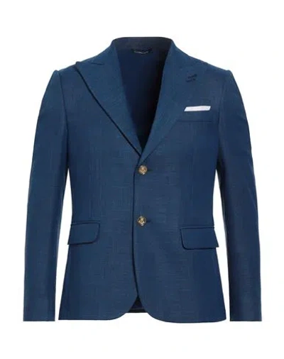 Grey Daniele Alessandrini Man Blazer Blue Size 38 Polyester, Viscose, Elastane