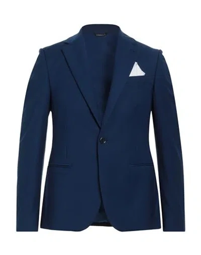 Grey Daniele Alessandrini Man Blazer Blue Size 38 Polyester, Viscose, Elastane
