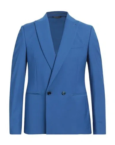 Grey Daniele Alessandrini Man Blazer Blue Size 38 Polyester, Viscose, Elastane