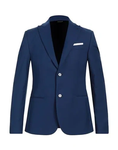 Grey Daniele Alessandrini Man Blazer Blue Size 40 Polyester, Viscose, Elastane