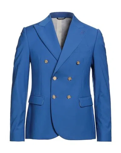 Grey Daniele Alessandrini Man Blazer Blue Size 40 Polyester, Viscose, Elastane