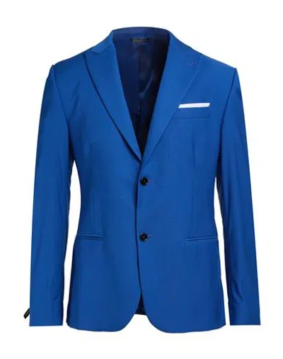 Grey Daniele Alessandrini Man Blazer Blue Size 42 Polyester, Viscose, Elastane