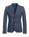 Grey Daniele Alessandrini Man Blazer Blue Size 42 Polyester, Viscose, Elastane In Blue