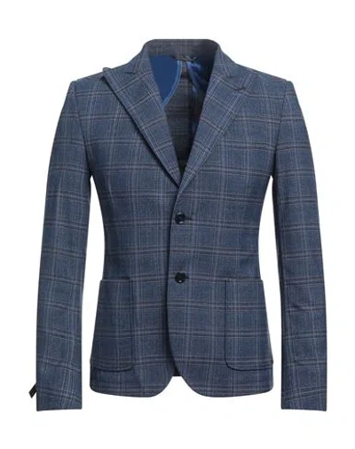Grey Daniele Alessandrini Man Blazer Blue Size 42 Polyester, Viscose, Elastane