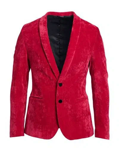 Grey Daniele Alessandrini Man Blazer Brick Size 38 Polyester, Polyamide, Elastane In Red