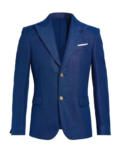 Grey Daniele Alessandrini Man Blazer Bright Blue Size 36 Polyester, Viscose, Elastane
