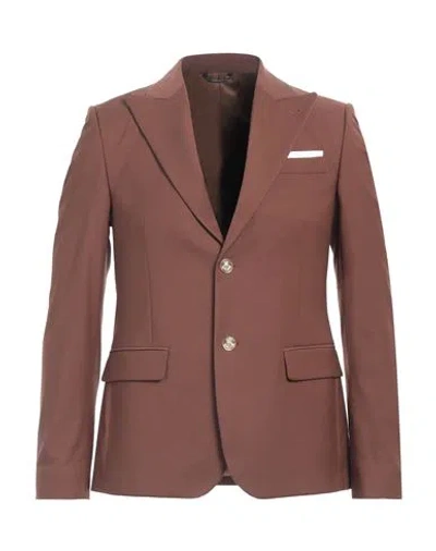 Grey Daniele Alessandrini Man Blazer Brown Size 38 Polyester, Viscose, Elastane
