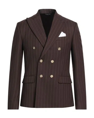 Grey Daniele Alessandrini Man Blazer Brown Size 38 Polyester, Viscose, Elastane