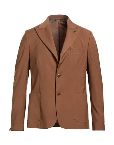 Grey Daniele Alessandrini Man Blazer Brown Size 38 Polyester, Viscose, Elastane