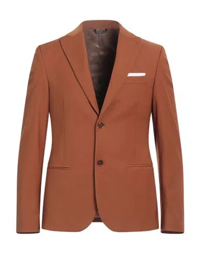 Grey Daniele Alessandrini Man Blazer Brown Size 40 Polyester, Viscose, Elastane