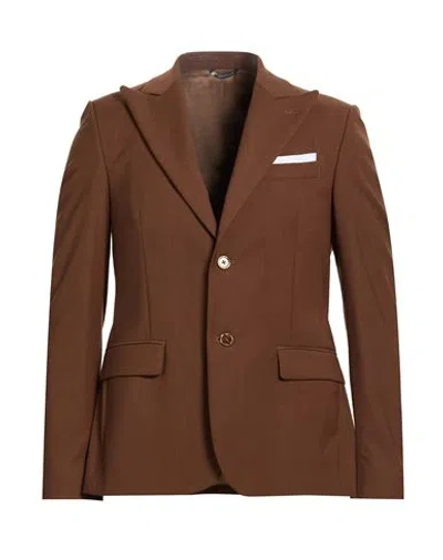 Grey Daniele Alessandrini Man Blazer Brown Size 46 Polyester, Viscose, Elastane