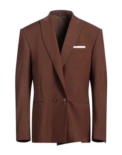 Grey Daniele Alessandrini Man Blazer Brown Size 46 Polyester, Viscose, Elastane
