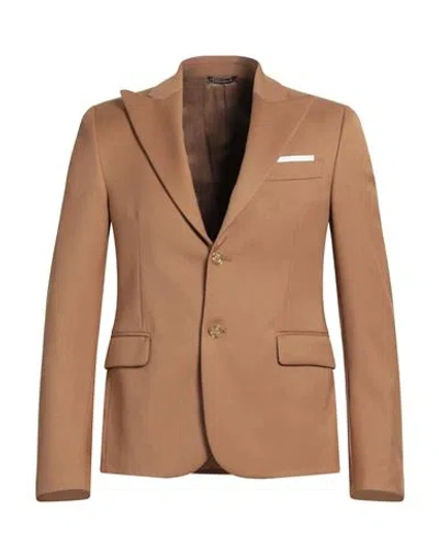 Grey Daniele Alessandrini Man Blazer Camel Size 36 Polyester, Viscose, Elastane In Brown