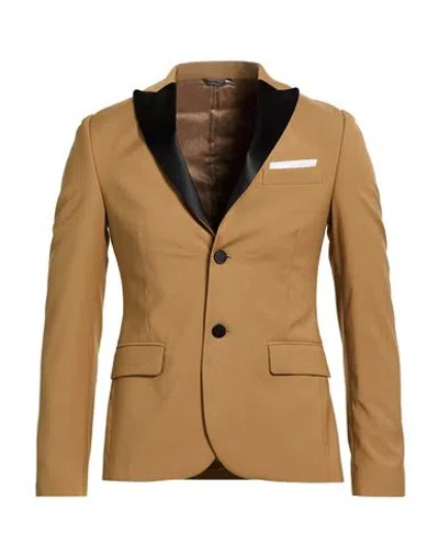 Grey Daniele Alessandrini Man Blazer Camel Size 38 Polyester, Viscose, Elastane In Brown
