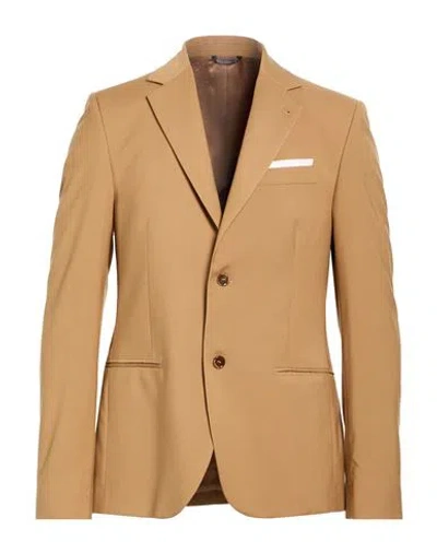 Grey Daniele Alessandrini Man Blazer Camel Size 40 Polyester, Viscose, Elastane In Neutral