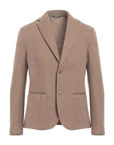 Grey Daniele Alessandrini Man Blazer Camel Size 38 Polyester, Wool, Cotton, Polyamide In Beige