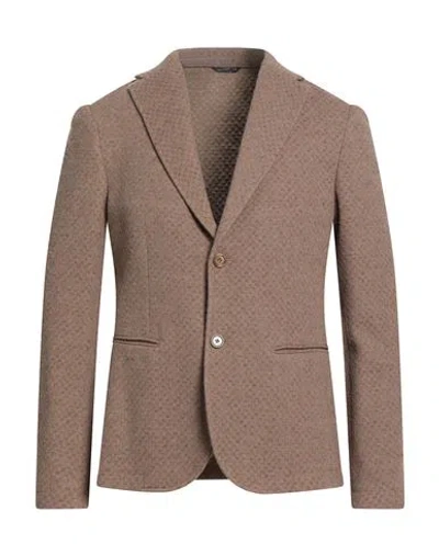 Grey Daniele Alessandrini Man Blazer Camel Size 40 Wool, Polyester, Cotton, Polyamide In Brown