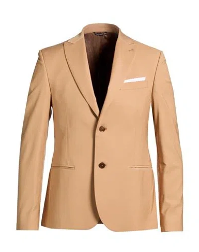 Grey Daniele Alessandrini Man Blazer Camel Size 42 Polyester, Viscose, Elastane In Brown