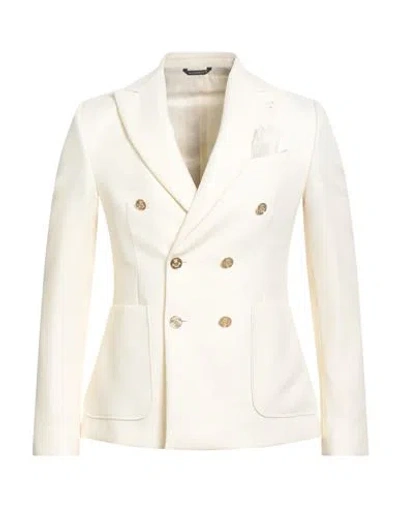 Grey Daniele Alessandrini Man Blazer Cream Size 44 Polyester, Viscose, Elastane In White