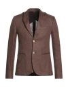 Grey Daniele Alessandrini Man Blazer Dark Brown Size 36 Linen In Brown