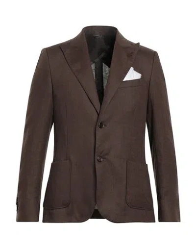 Grey Daniele Alessandrini Man Blazer Dark Brown Size 38 Linen In Burgundy