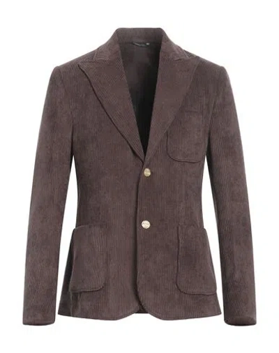 Grey Daniele Alessandrini Man Blazer Dark Brown Size 44 Polyester, Polyamide, Elastane