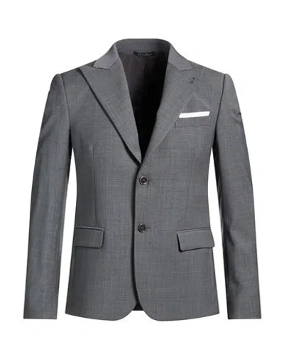 Grey Daniele Alessandrini Man Blazer Grey Size 38 Polyester, Wool, Elastane In Gray